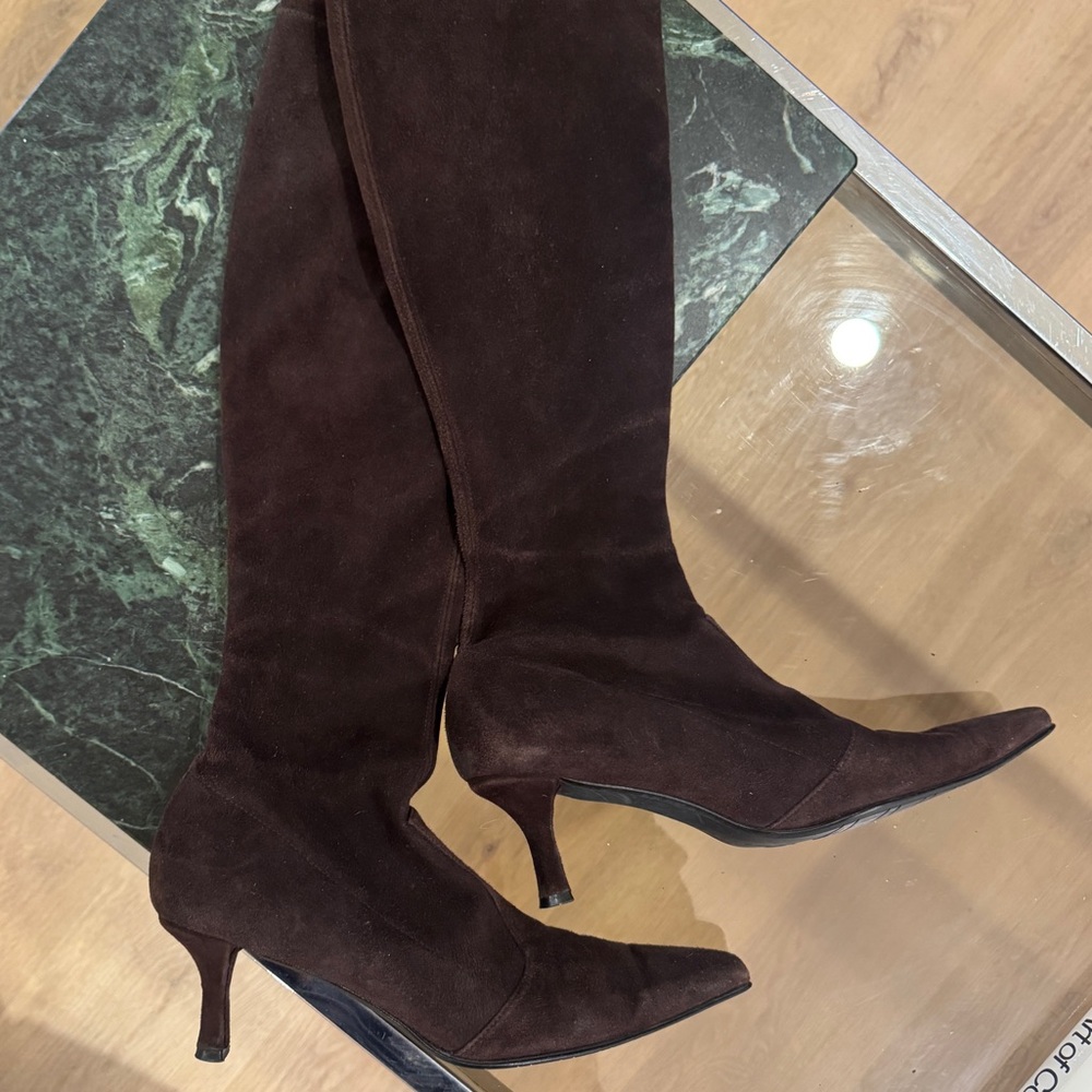 Stuart Weitzman Brown Suede Knee-High Boots - size 8